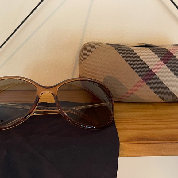 Burberry Tan Acetate Women's Butterfly Sunglasses - Picture 6 of 8